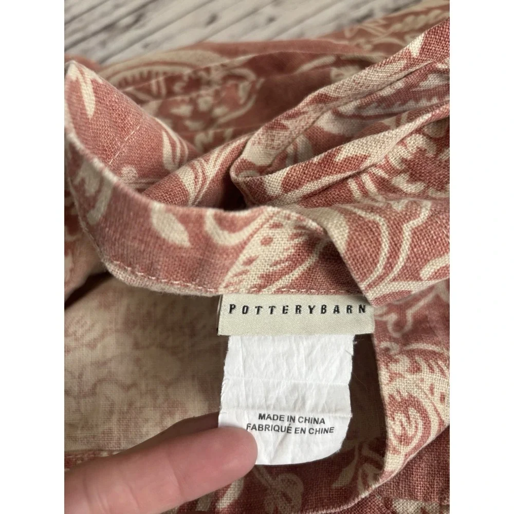 1 x Pottery Barn Alessandra Linen Cotton‎ Euro Sham Terracotta Orange Ivory
